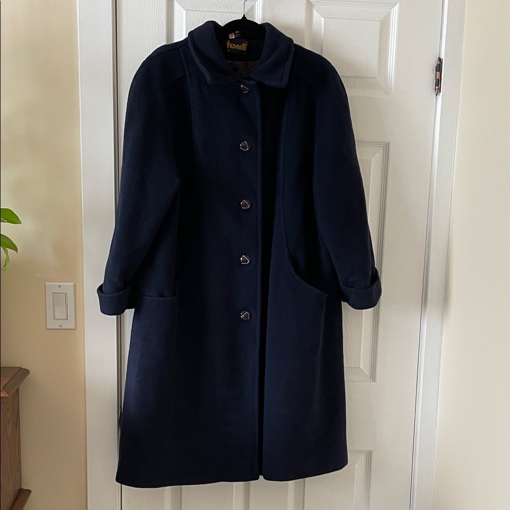 Vintage Fen-nelli navy blue made in Canada virgin wool coat